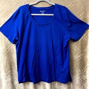 Eddie Bauer Women's Blue Scoop Neck Short Sleeve Blouse Tee — Size XXL